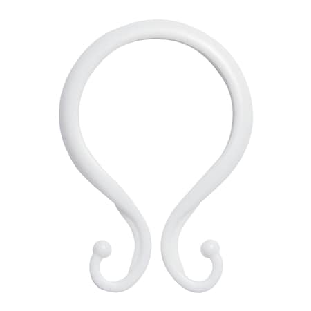 Kenney Mfg Rust-Proof Plastic Shower Curtain Double Hooks, Set of 12, White KN62104